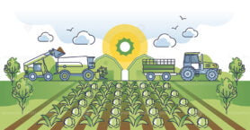 Agribusiness as agricultural business with food industry outline concept