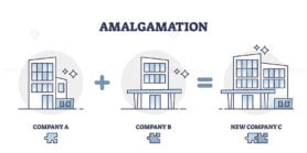 Amalgamation unity as merge business together with partner outline diagram