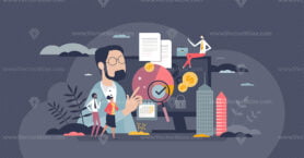Asset management company with financial adviser services tiny person concept
