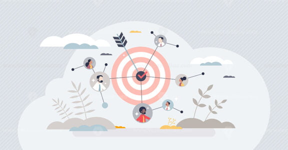 Audiences network and social group effective targeting tiny person concept
