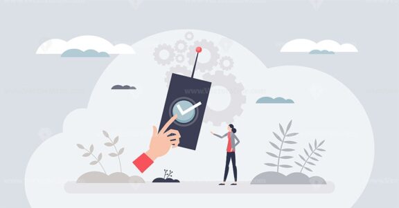 Automation tools with effective remote technology usage tiny person concept
