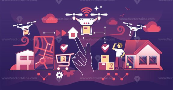Autonomous delivery drones for retail package air transport outline concept
