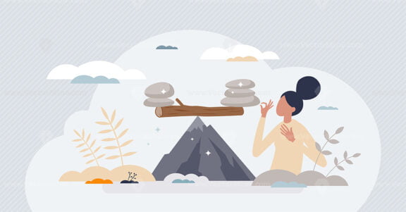 Balance of nature as climate sustainability and harmony tiny person concept