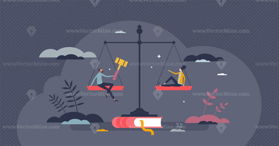 Balance of the law and freedom for ethical legal system tiny person concept