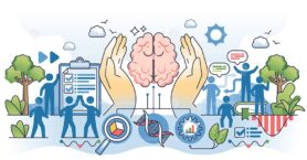 Behavioral science that explore cognitive process outline hands concept