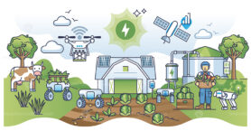Bio energy and sustainable revolution in green agriculture outline concept