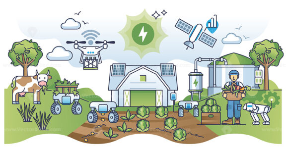 Bio energy and sustainable revolution in green agriculture outline concept