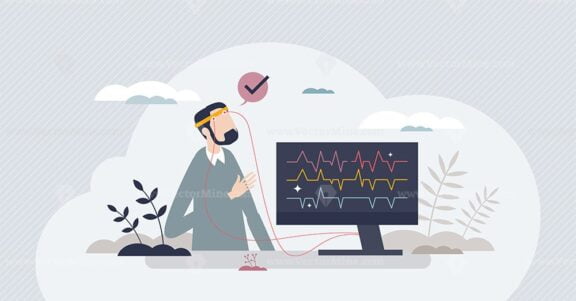 biofeedback process for physiological functions awareness tiny person concept