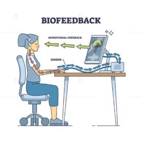 Biofeedback medical process for physiology function control outline diagram
