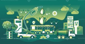 Biofuel as green and renewable alternative for vehicles dark outline concept