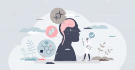 Biomarkers test as medical indicator for body diagnosis tiny person concept