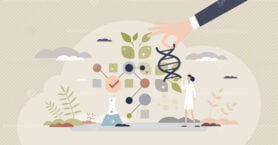 Biopharmaceutical as medicament from biological sources tiny person concept