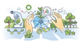 Biotech breakthrough with scientific biology technology outline concept