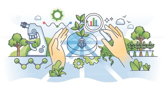 Biotech breakthrough with scientific biology technology outline concept
