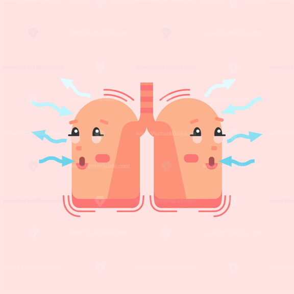 FREE Breathing lungs character, conceptual vector illustration