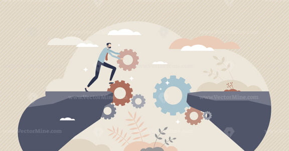 Bridging the gap using business technology and automation tiny person concept