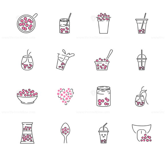 FREE Bubble tea icon collection set