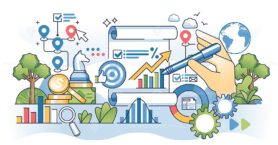 Business strategy plan for corporate development outline hands concept