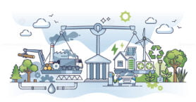 Carbon neutrality and climate change pollution mitigation outline concept