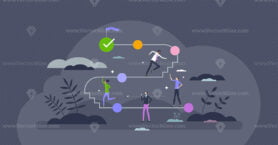 Career path roadmap as work challenge development route tiny person concept