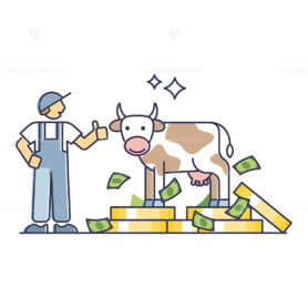 Cash cow as venture that generates a steady return of profits outline concept