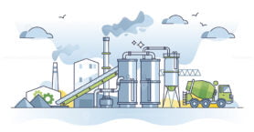 Cement factory for concrete material supply and production outline concept