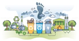 Challenges of modern waste management and trash separation outline concept