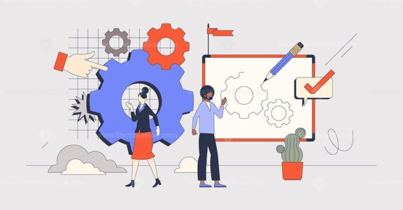 Change management and new solution for process retro tiny person concept