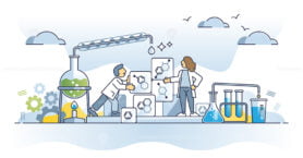 Chemical engineer with knowledge in chemistry research outline concept