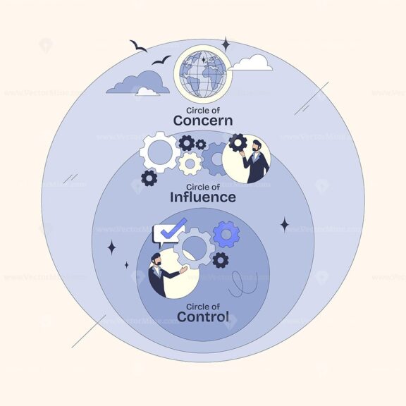 Circle of Control focuses on direct influence within a Neubrutalism style diagram.