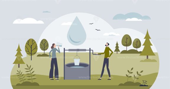 Clean drinking water as pure underground resource tiny person concept