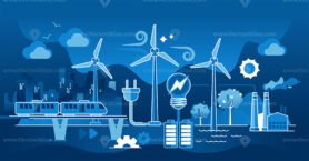 Clean energy usage for sustainable urban transportation dark outline concept