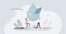 Clean water as pure and fresh drinking aqua droplet tiny person concept