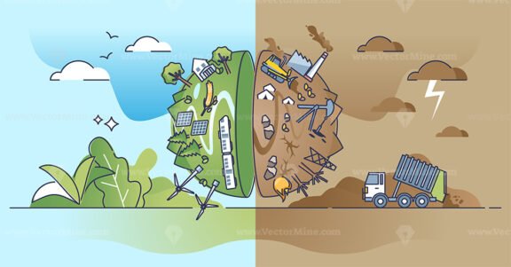 Climate change and global nature environment change problem outline concept