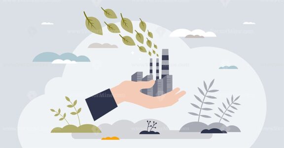 CO2 carbon dioxide emissions and gas pollution tiny person hands concept