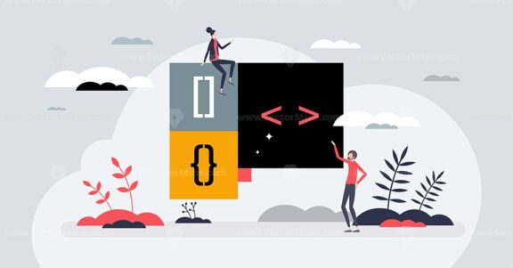 Coding blocks for software development language and tiny person concept