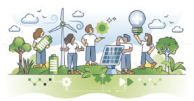 Community based renewable energy for green electricity outline concept