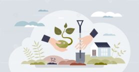 Community service work for nature protection tiny person hands concept