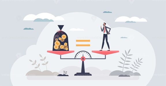 Compensation analysis and fair financial commission tiny person concept