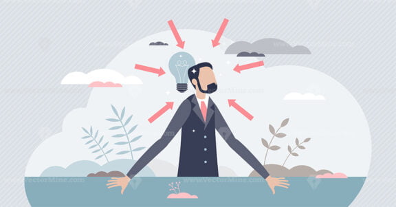 Concentration and focused mental energy for business goal tiny person concept