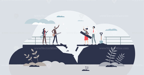 Conflict resolution in corporate world to restore team tiny person concept
