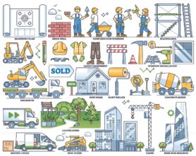 Constructing and residential development with building outline collection set