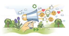 Constructive feedback and customer experience response outline hands concept