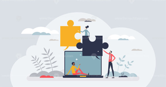 Content marketing strategy for audience engagement tiny person concept