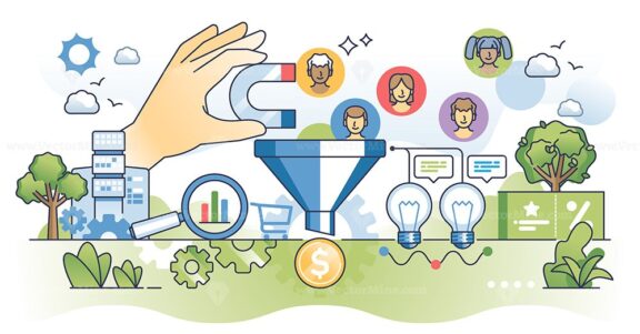 Conversion rate optimization or CRO for website sales outline hands concept