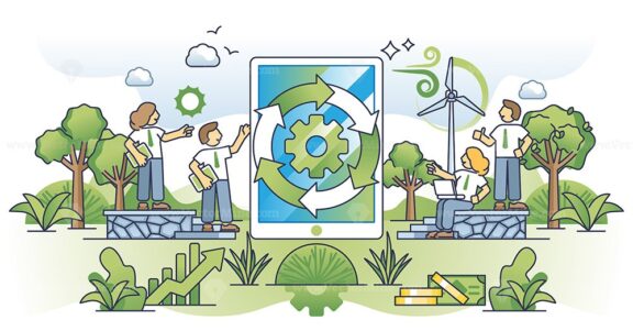 Corporate sustainability software or continuous manufacturing outline concept