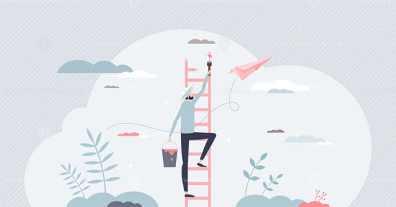 Creating opportunity with personal development and growth tiny person concept