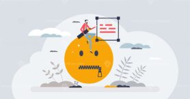 Critical thinking and think before talk information tiny person concept