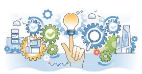Critical thinking skills for effective work solution outline hands concept