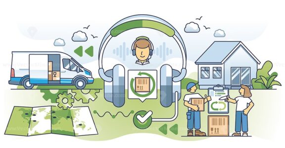 Customer service and returns in supply chain management outline concept